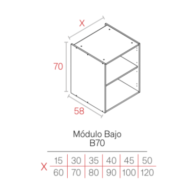 Módulo Blanco 16HD Bajo 700x450x580 | 1 balda | Kpro componentes