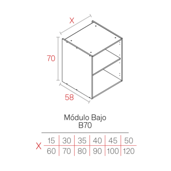 MODULO BLANCO   16HD BAJO 0700X0900X0580 1 BALDA