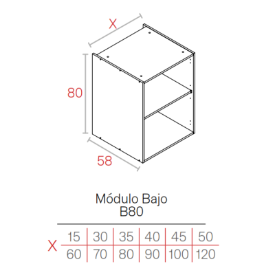 Módulo Blanco 16HD Bajo 800x600x580 | 1 balda | Kpro componentes