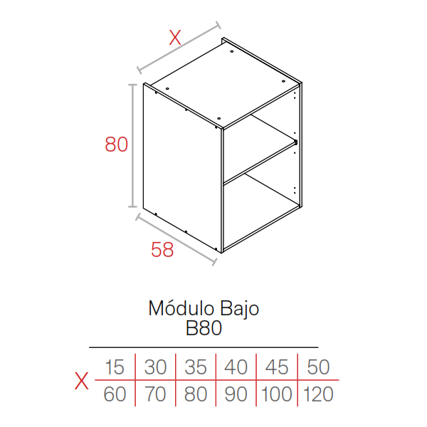 MODULO BLANCO   16HD BAJO 0800X0600X0580 1 BALDA
