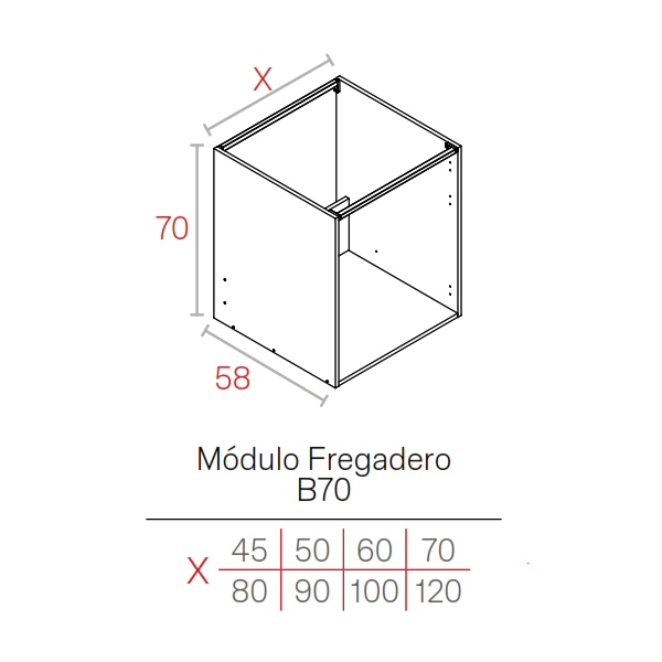 MODULO BLANCO   16HD BAJO 0700X0500X0580 FREGADERO
