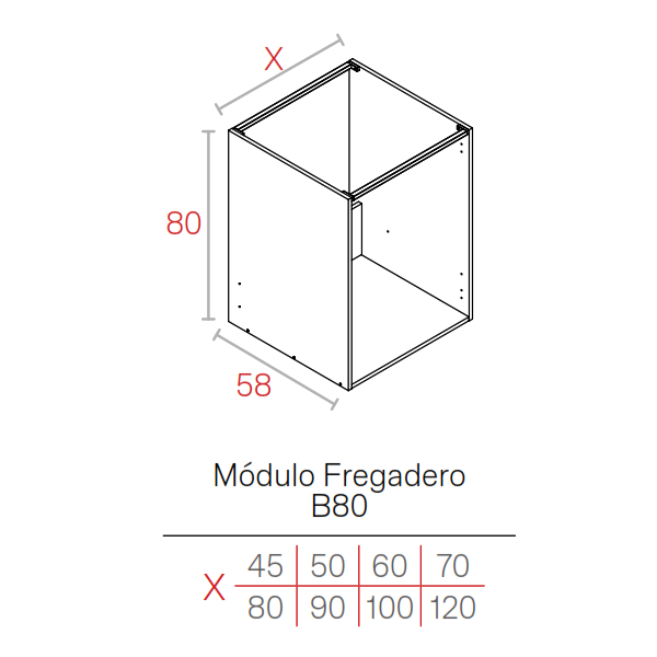 MODULO BLANCO   16HD BAJO 0800X0450X0580 FREGADERO