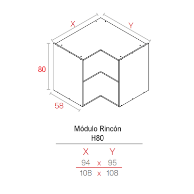 Módulo Blanco 16HD Bajo 800x950x940 | Rincón | Kpro componentes