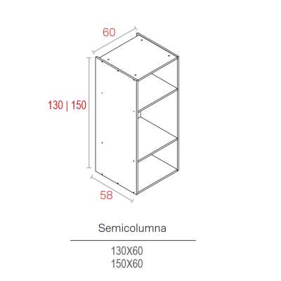 Módulo Blanco Semi Columna 1300x600x580 H+M | Kpro componentes