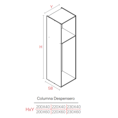 Módulo Blanco Columna 2200x600x580 | Kpro componentes