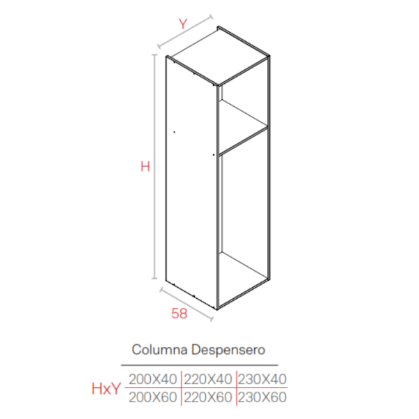 MODULO BLANCO   16HD COLU 2200X0600X0580 SIN BALDA