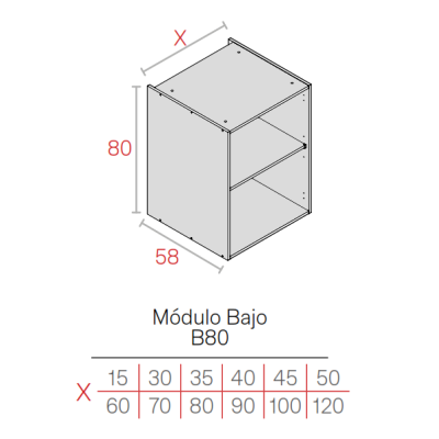 Módulo Merino 16HD Bajo 800x450x580 | 1 balda | Kpro componentes