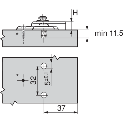 MODUL Base, en cruz, 0 mm, Acero, con tetón expansible EXPANDO, AA: Agujero coliso