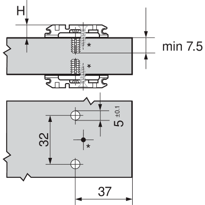 CLIP Base, en cruz, 0 mm, Acero, con tetón expansible EXPANDO, AA: excéntrica