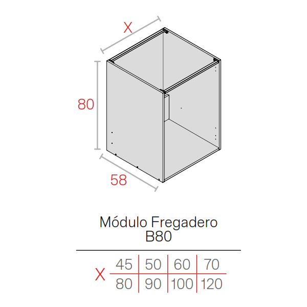 MODULO MERINO 16HD BAJO 0800X0800X0580 FREGADERO