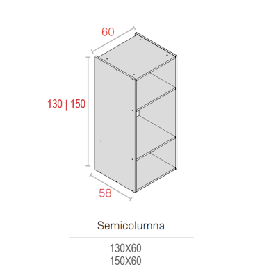 Módulo Merino Semi Columna 1300x600x580 H+M | Kpro componentes