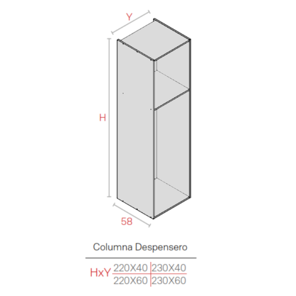 MODULO MERINO 16HD COLU 2300X0400X0580 SIN BALDA