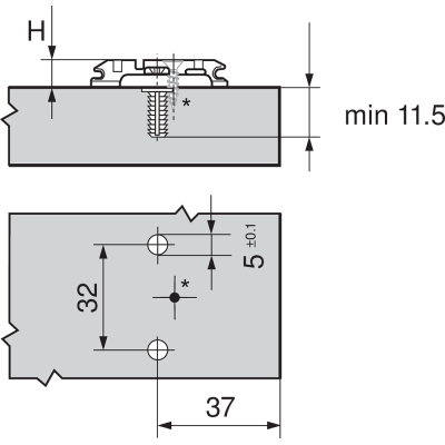 CLIP Base, en cruz, 0 mm, Acero, con tetón expansible EXPANDO, AA: excéntrica