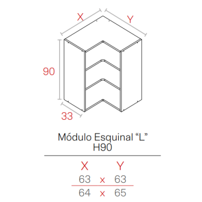 Módulo Gris Gu 19HD Alto 900x630x630 | Rincón | Kpro componentes