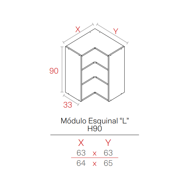 MODULO GRIS GU  19HD ALTO 0900X0630X0630 RINCON AN