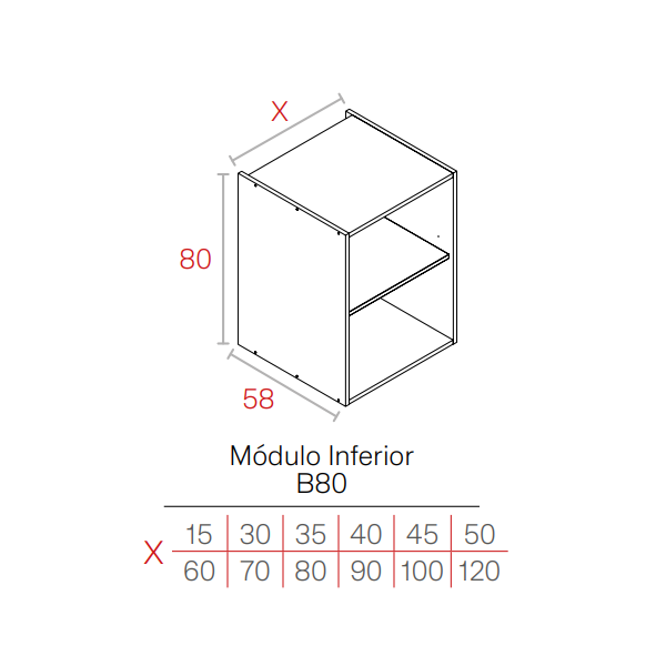 MODULO GRIS GU  19HD BAJO 0800X0400X0580 1 BALDA