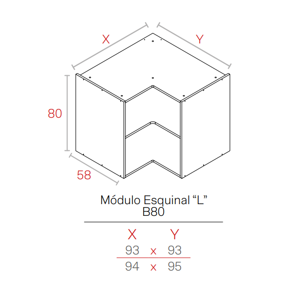 MODULO GRIS GU  19HD BAJO 0800X0930X0930 RINCON AN