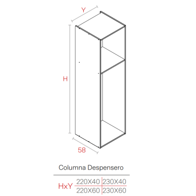 Módulo Gris Gu Columna 2200x600x580 H+M | Kpro componentes