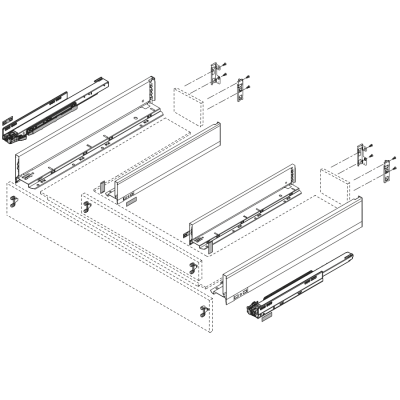 LEGRABOX Fijación frontal, Altura M, EXPANDO, simétricos, para LEGRABOX free/LEGRABOX pure - Vista detallada despiece