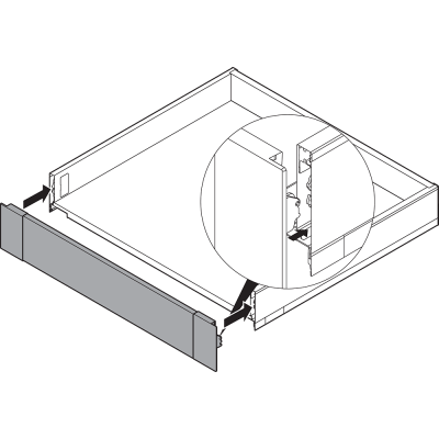 LEGRABOX Fijación frontal, montado con tornillo distanciador, para cajón interior, dra+izq, para LEGRABOX pure