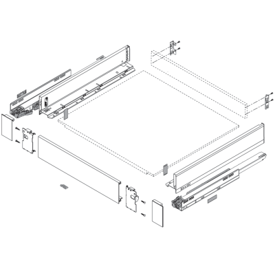 LEGRABOX Fijación frontal, montado con tornillo distanciador, para cajón interior, dra+izq, para LEGRABOX pure